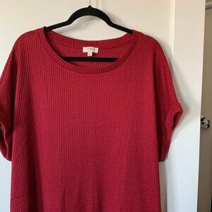 Maroon Waffle Knit Oversized Tunic Dress sz M